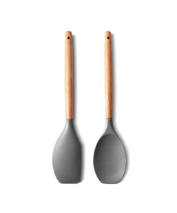 P-Plus Large Wooden Handle Silicone Spatula Set